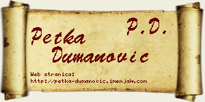Petka Dumanović vizit kartica
